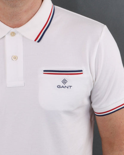 Gant Tipping Pique Polo Shirt White