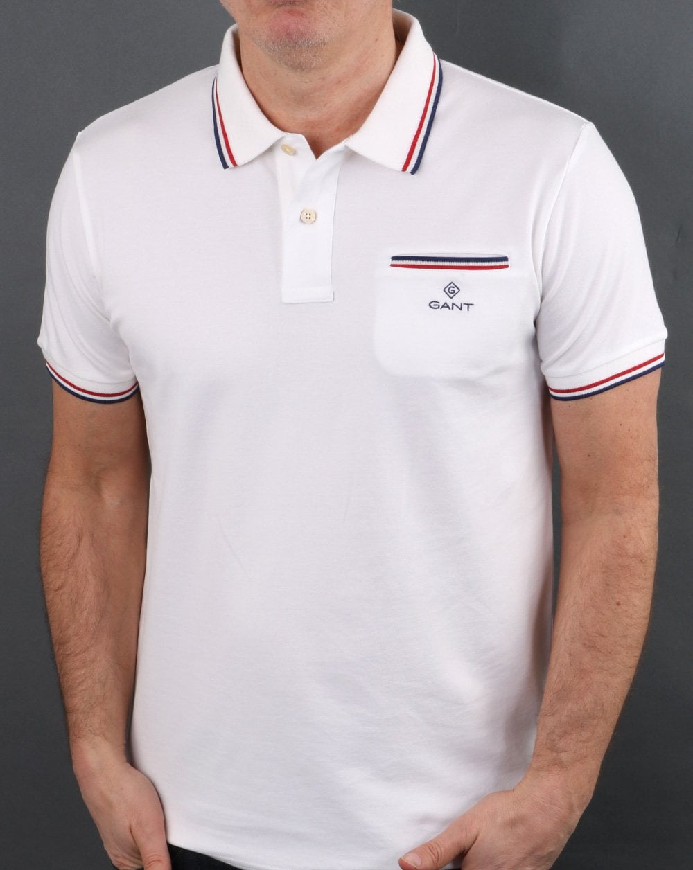 Gant Tipping Pique Polo Shirt White