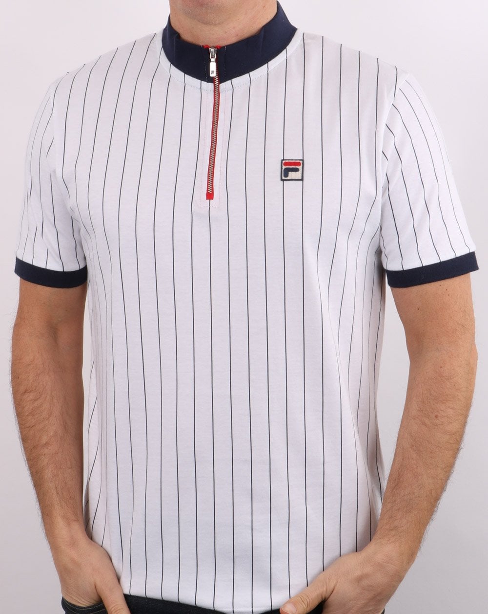 Fila Vintage 1/4 Zip Shirt White/Navy/Red