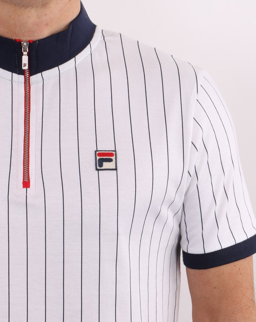 Fila Vintage 1/4 Zip Shirt White/Navy/Red