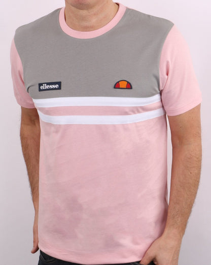 Ellesse Duo Stripe T Shirt Grey/pink