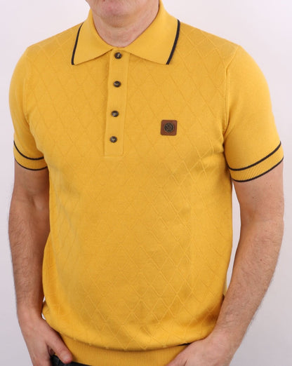 Trojan Knit Polo Shirt Mustard