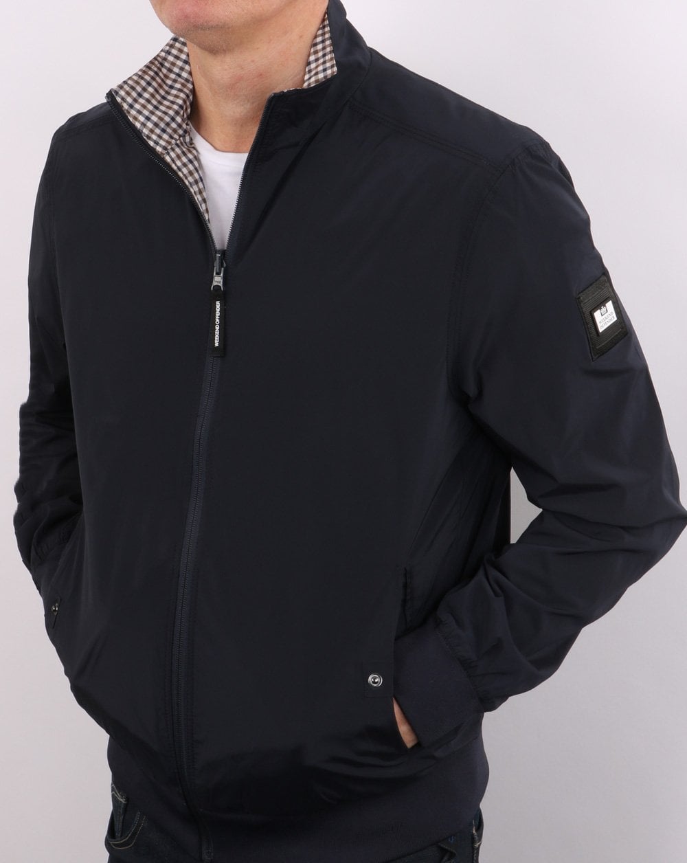 Weekend Offender Reversible Check Jacket Navy