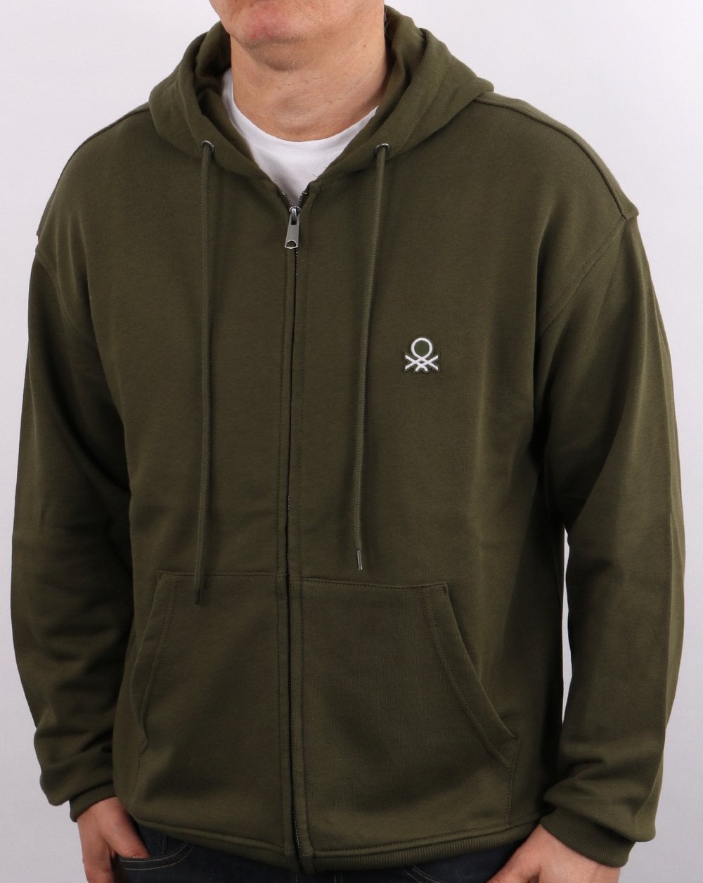 Benetton Full Zip Hoodie Khaki