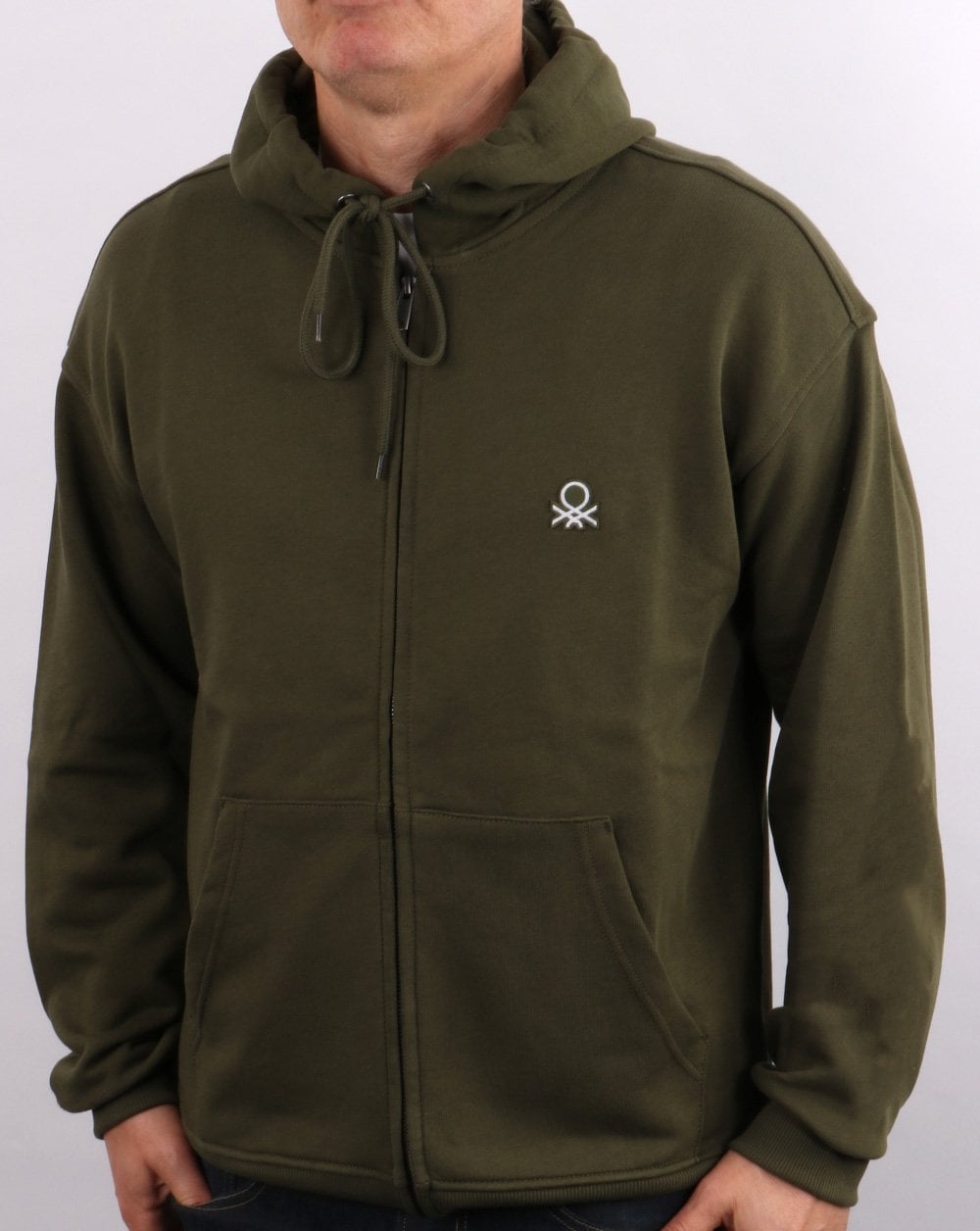 Benetton Full Zip Hoodie Khaki