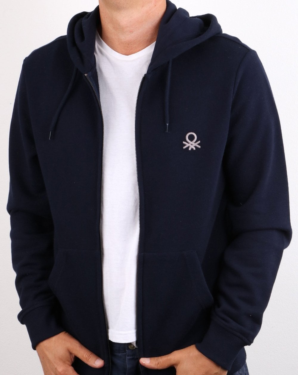 Benetton Full Zip Hoodie Navy