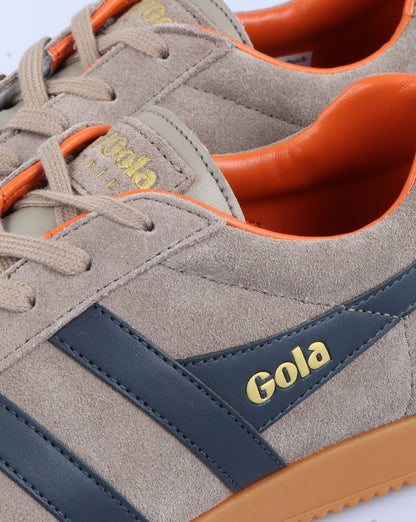 Gola Harrier Suede Trainer Light Stone/Navy/Orange
