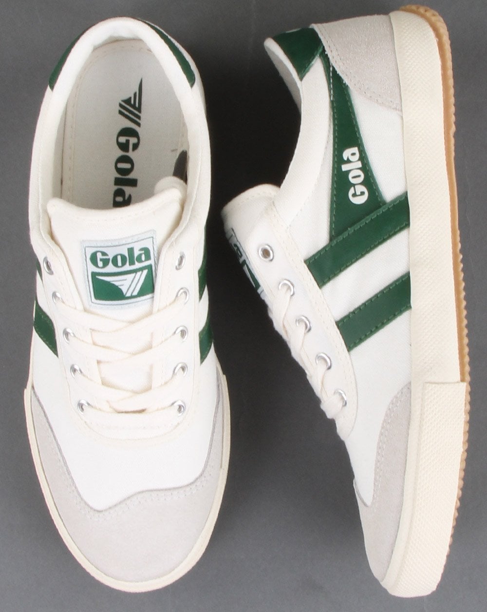 Gola Canvas Suede Trainer Off White/Green