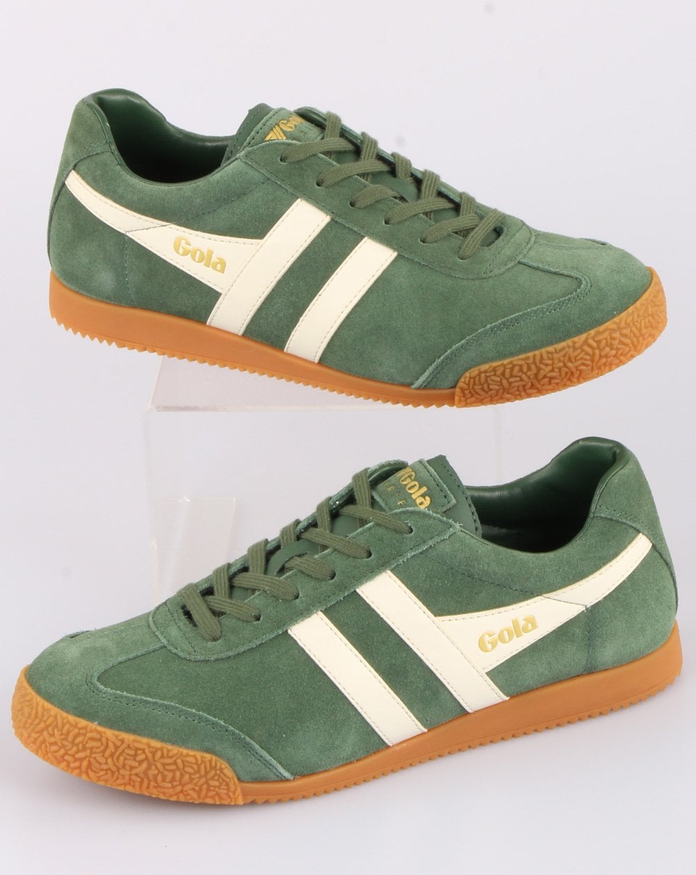 Gola Harrier Suede Trainer Evergreen/Off White
