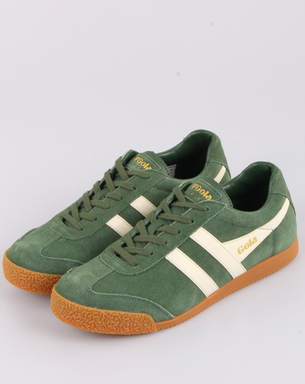 Gola Harrier Suede Trainer Evergreen/Off White