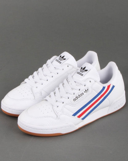 Adidas Continental 80 Trainers White/Royal/Red stripes