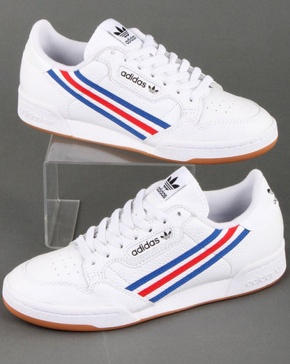 Adidas Continental 80 Trainers White/Royal/Red stripes