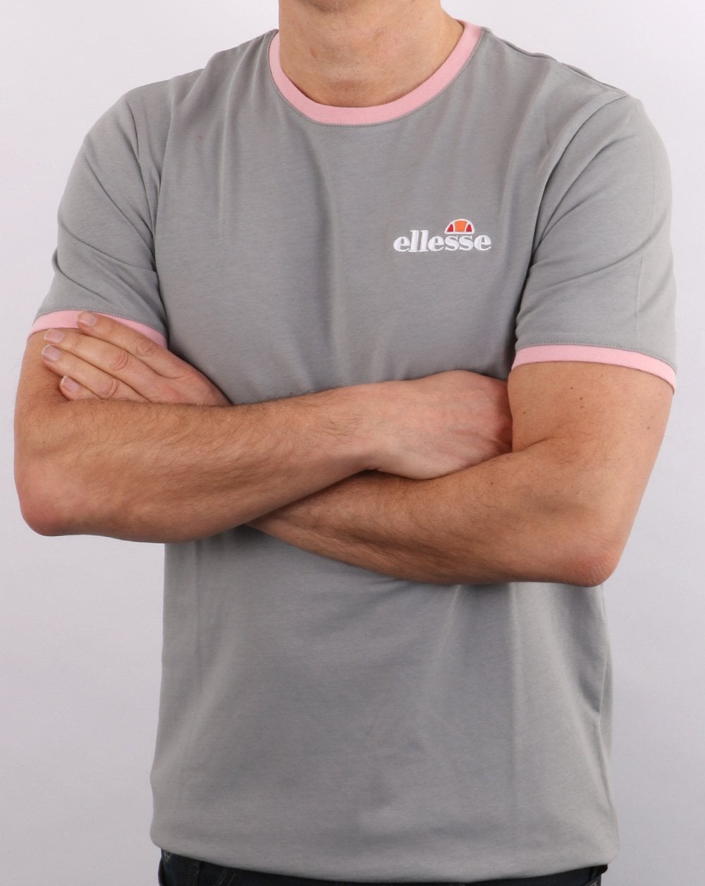 Ellesse Ringer T Shirt Grey/pink