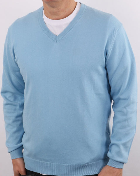 Benetton V-neck Knit Jumper Sky