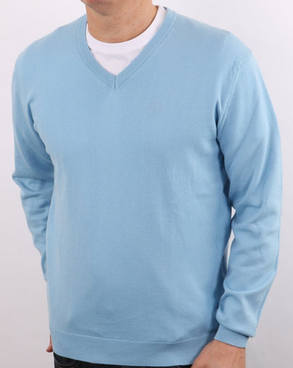 Benetton V-neck Knit Jumper Sky