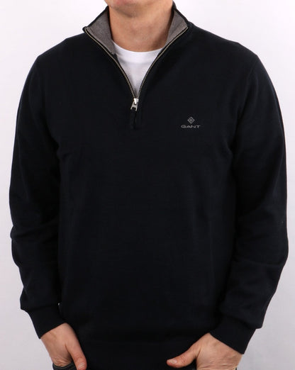 Gant Cotton Half Zip Knit Navy