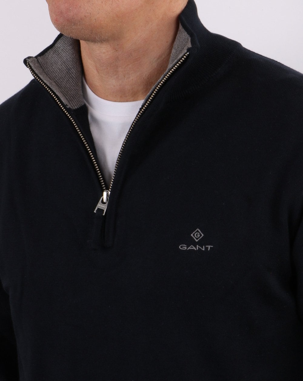 Gant Cotton Half Zip Knit Navy