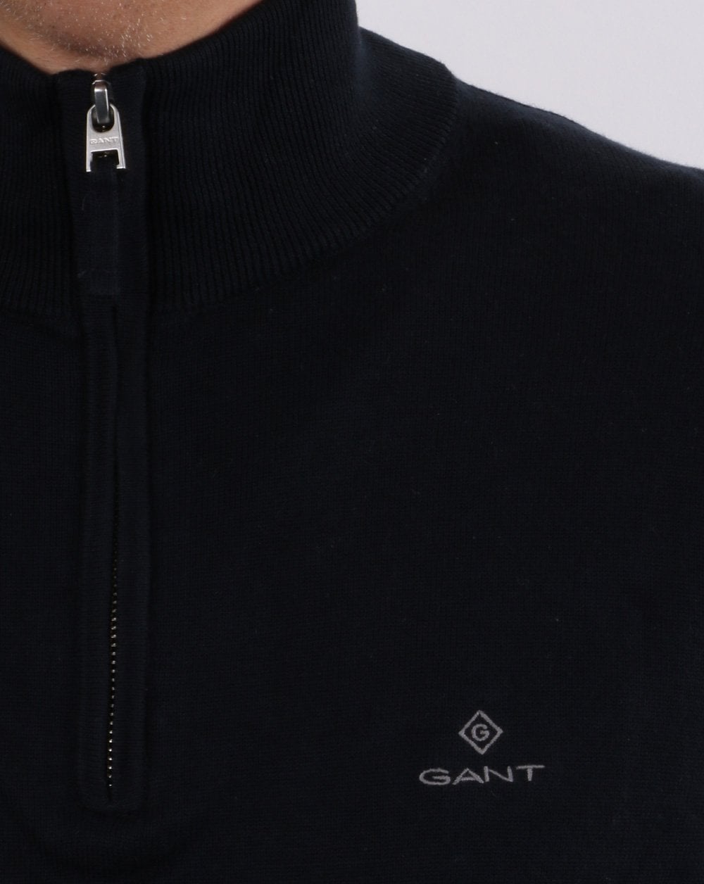 Gant Cotton Half Zip Knit Navy