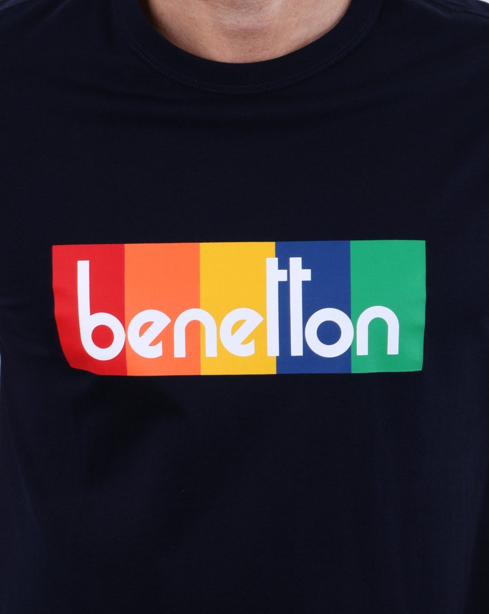 Benetton Box Logo T Shirt Dark Navy