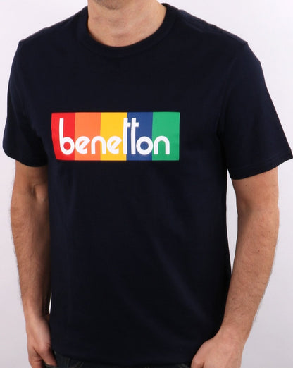 Benetton Box Logo T Shirt Dark Navy