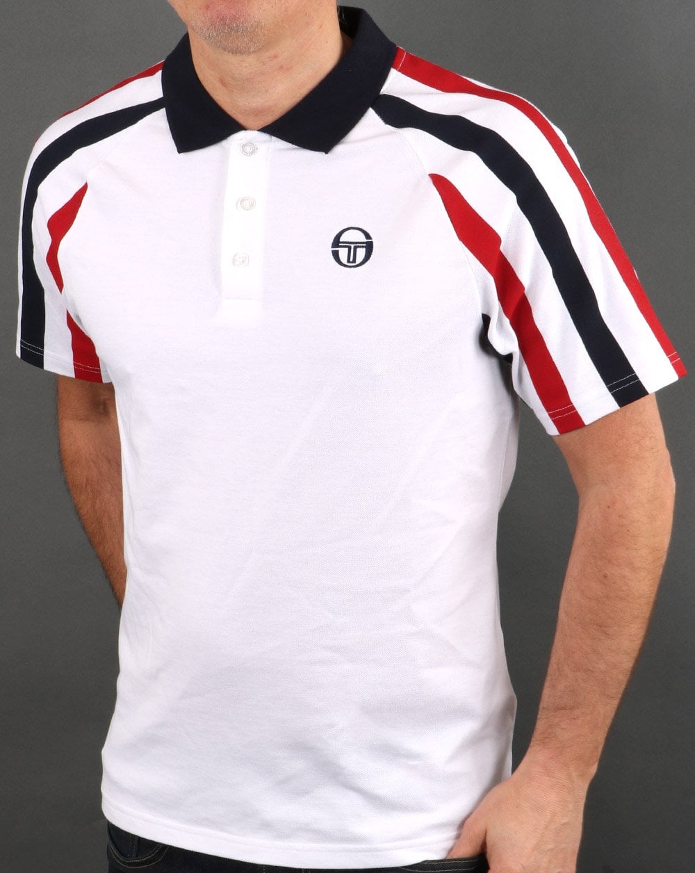 Sergio Tacchini Blow Polo Shirt White/Navy/Red