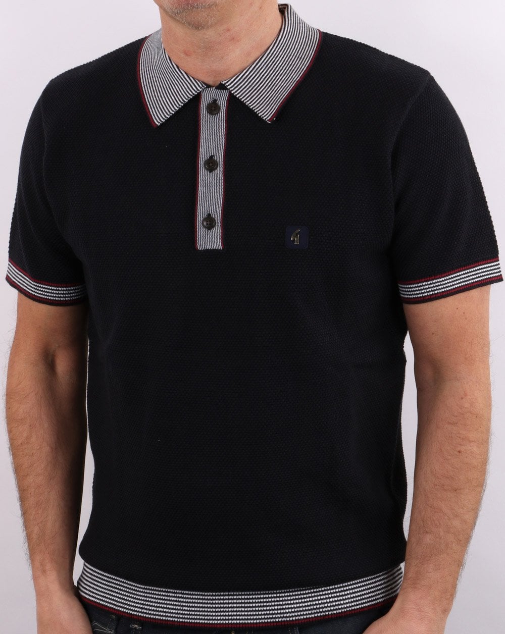 Gabicci Vintage Dicaprio Knitted Polo Navy