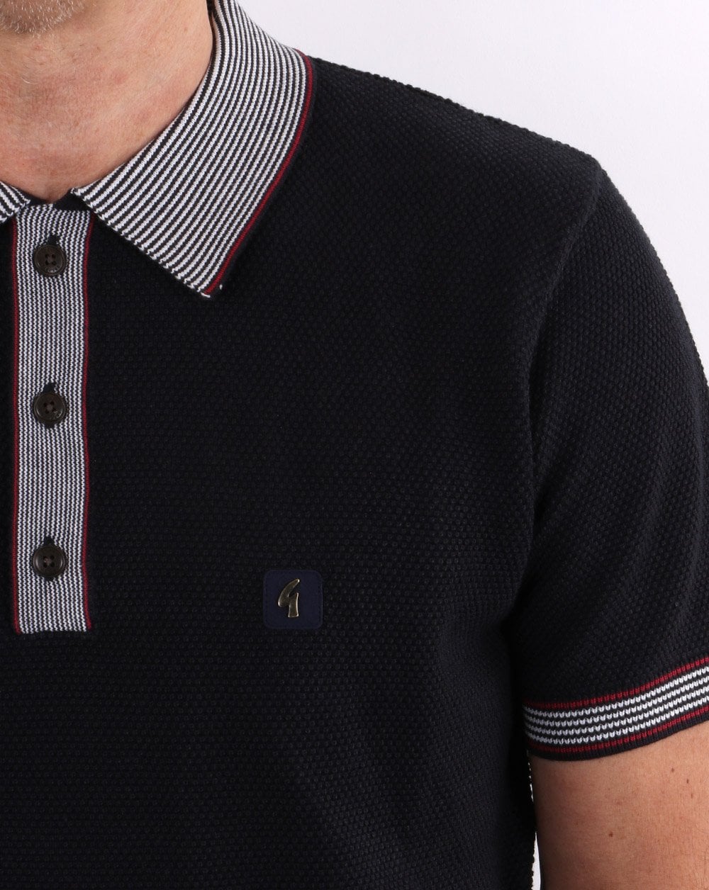 Gabicci Vintage Dicaprio Knitted Polo Navy
