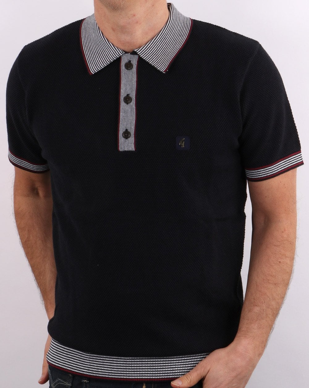 Gabicci Vintage Dicaprio Knitted Polo Navy