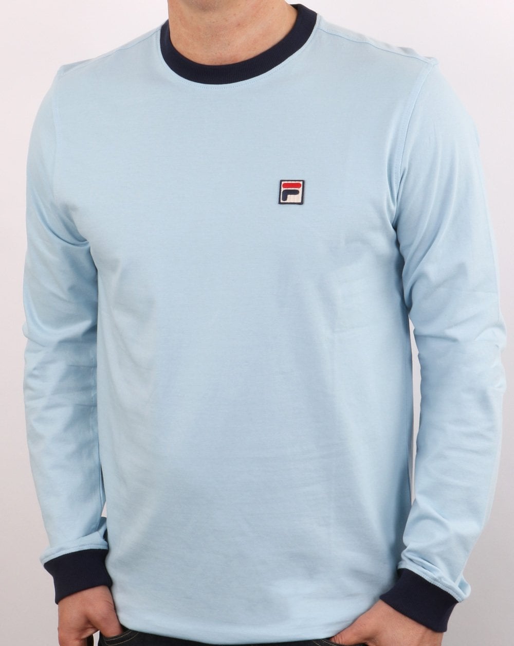 Fila Vintage Retro Long Sleeve T Shirt Sky/Navy