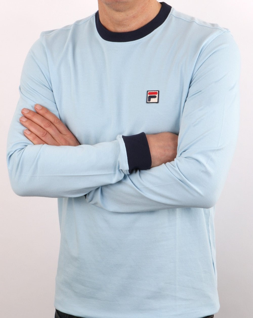 Fila Vintage Retro Long Sleeve T Shirt Sky/Navy