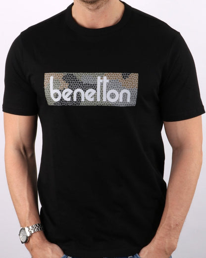 Benetton Classic Logo T-shirt Black Camo