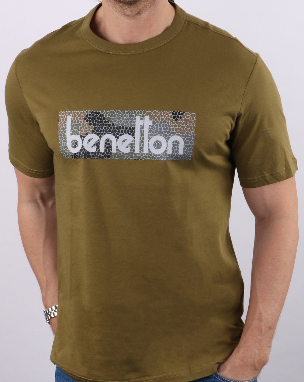 Benetton Classic Logo T-shirt Khaki