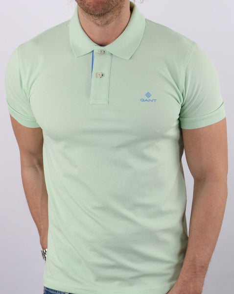 Gant Contrast Collar Polo Shirt Pastel Green