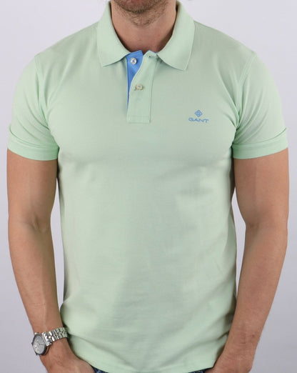 Gant Contrast Collar Polo Shirt Pastel Green