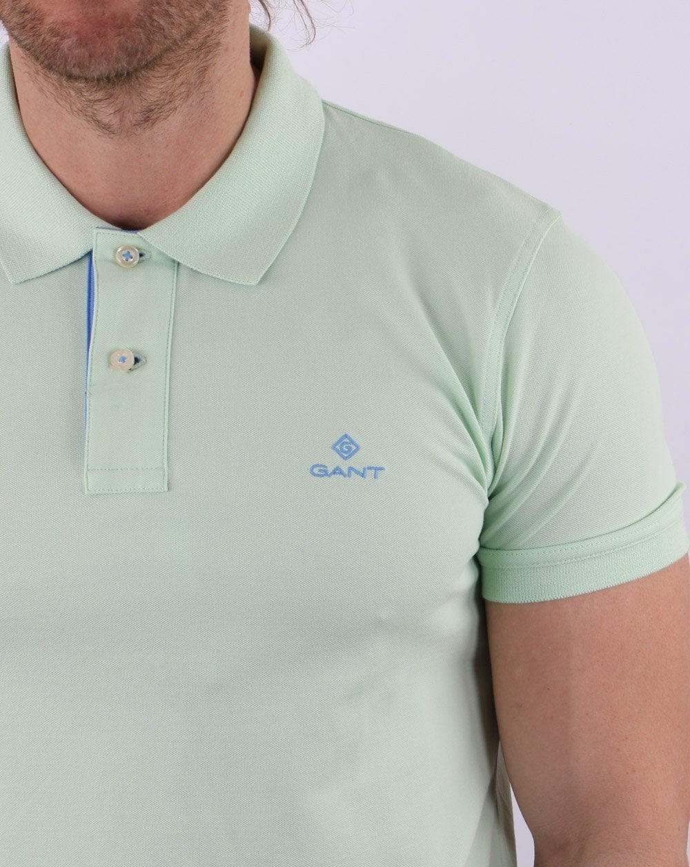 Gant Contrast Collar Polo Shirt Pastel Green