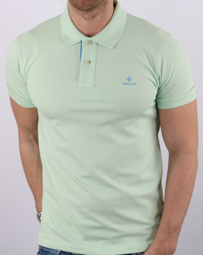 Gant Contrast Collar Polo Shirt Pastel Green