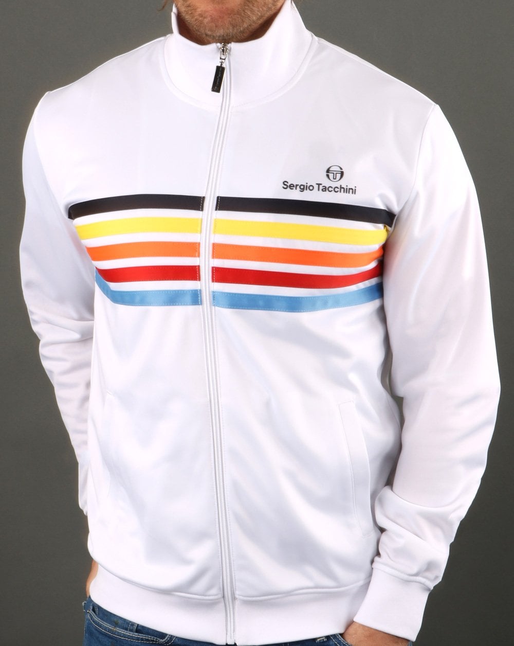Sergio Tacchini Multi Stripe Track Top White