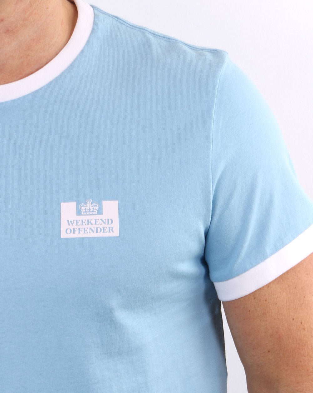 Weekend Offender Ringer Tee Sky/white