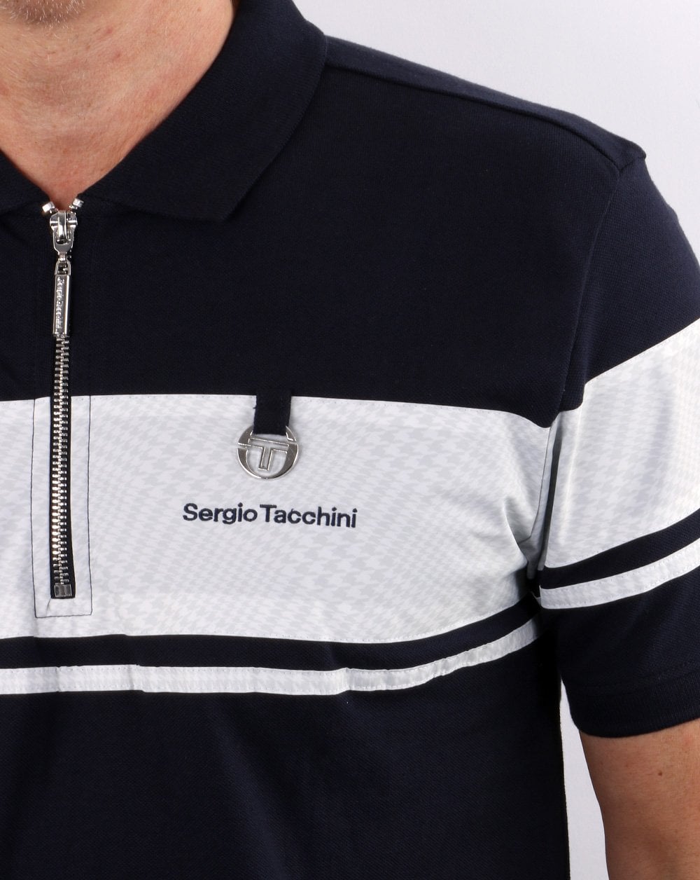 Sergio Tacchini Zip Polo Shirt Navy