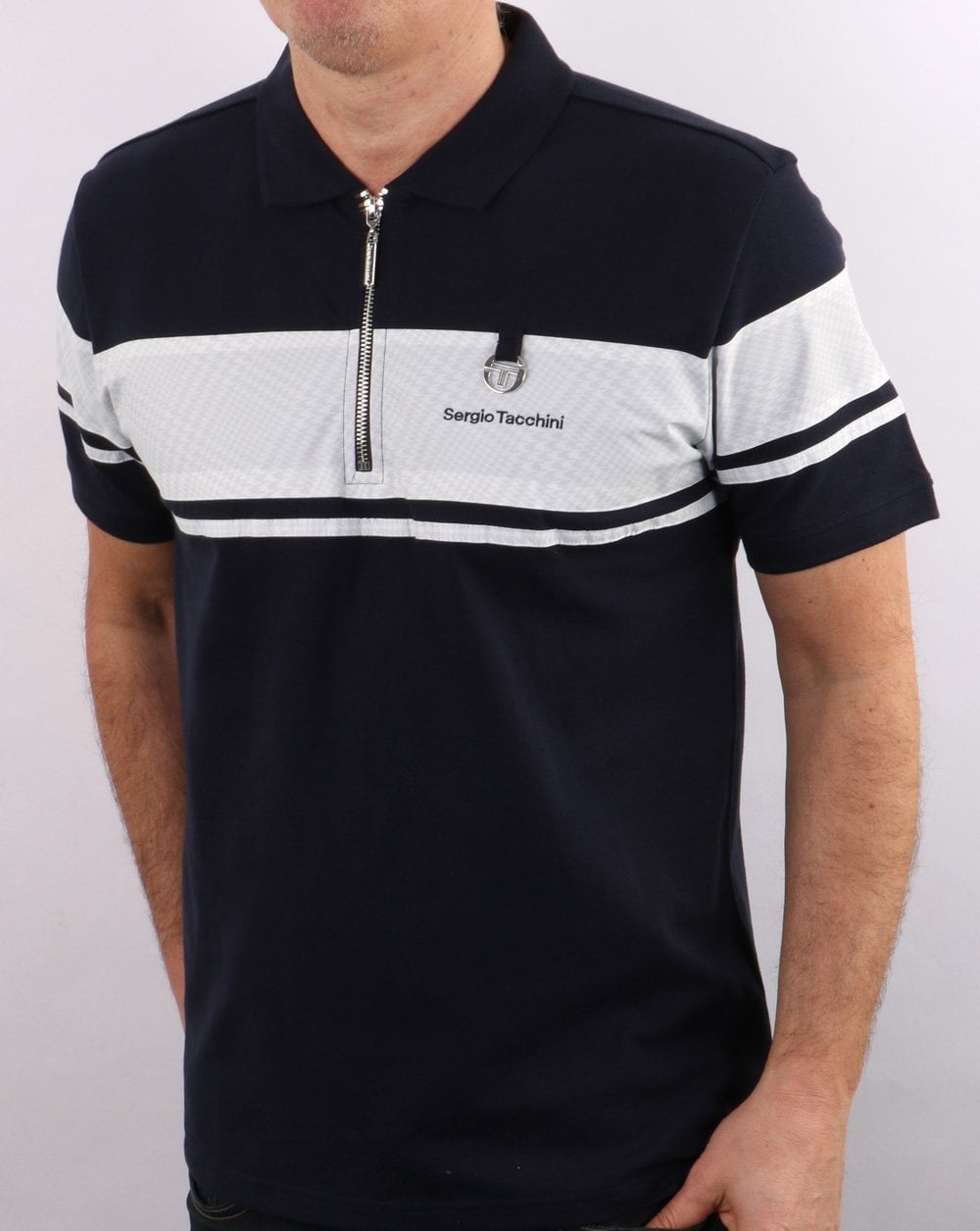 Sergio Tacchini Zip Polo Shirt Navy