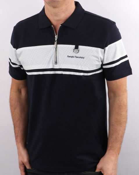 Sergio Tacchini Zip Polo Shirt Navy