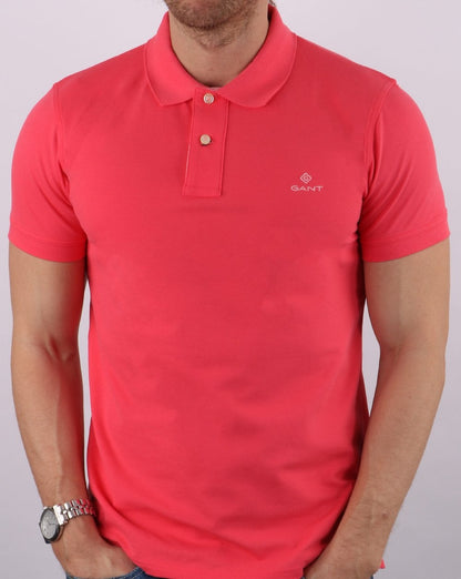 Gant Contrast Collar Polo Shirt Paradise Pink