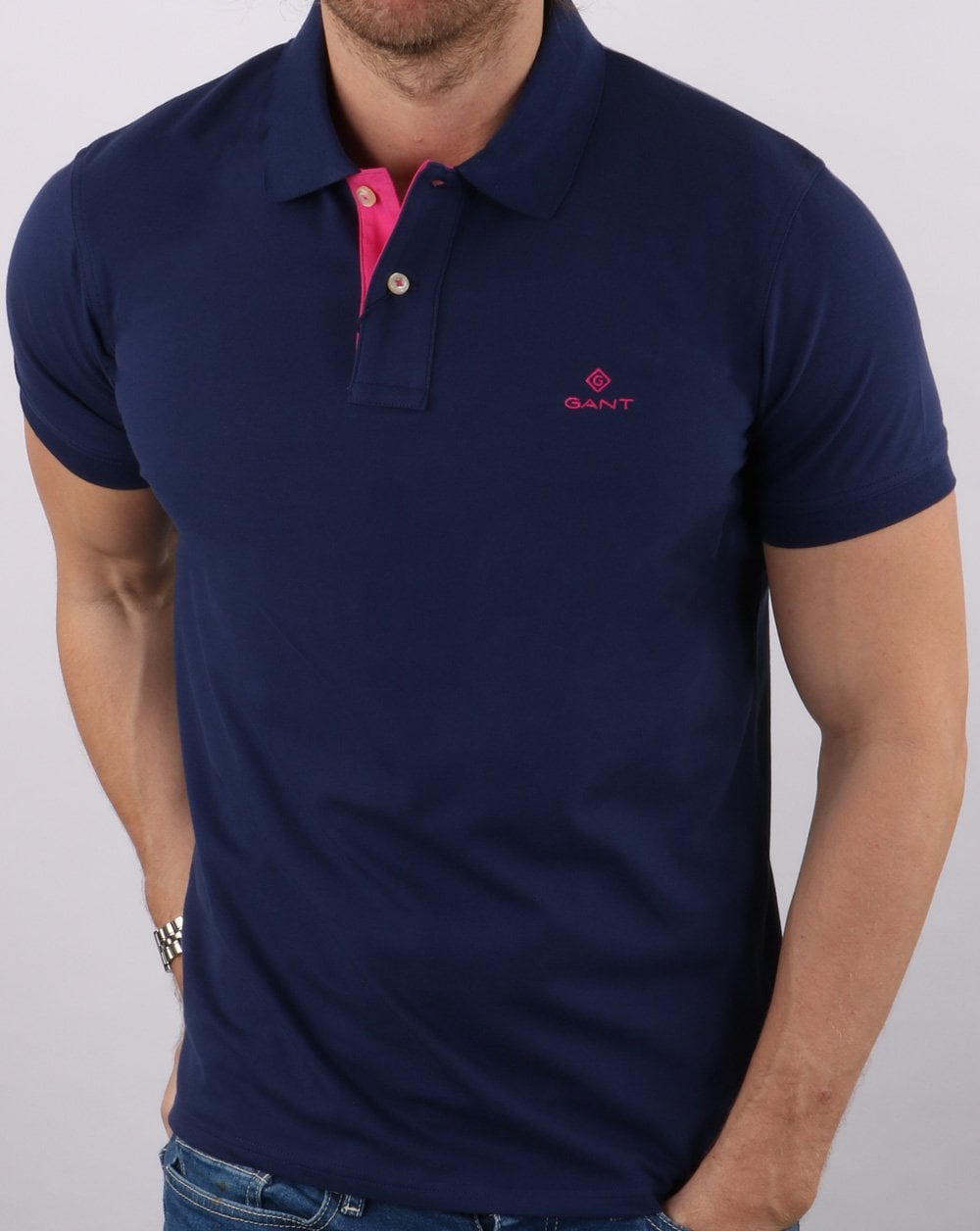 Gant Contrast Collar Polo Shirt Persian Blue