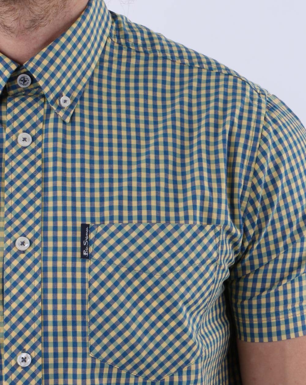 Ben Sherman Gingham Short Sleeve Shirt Yellow