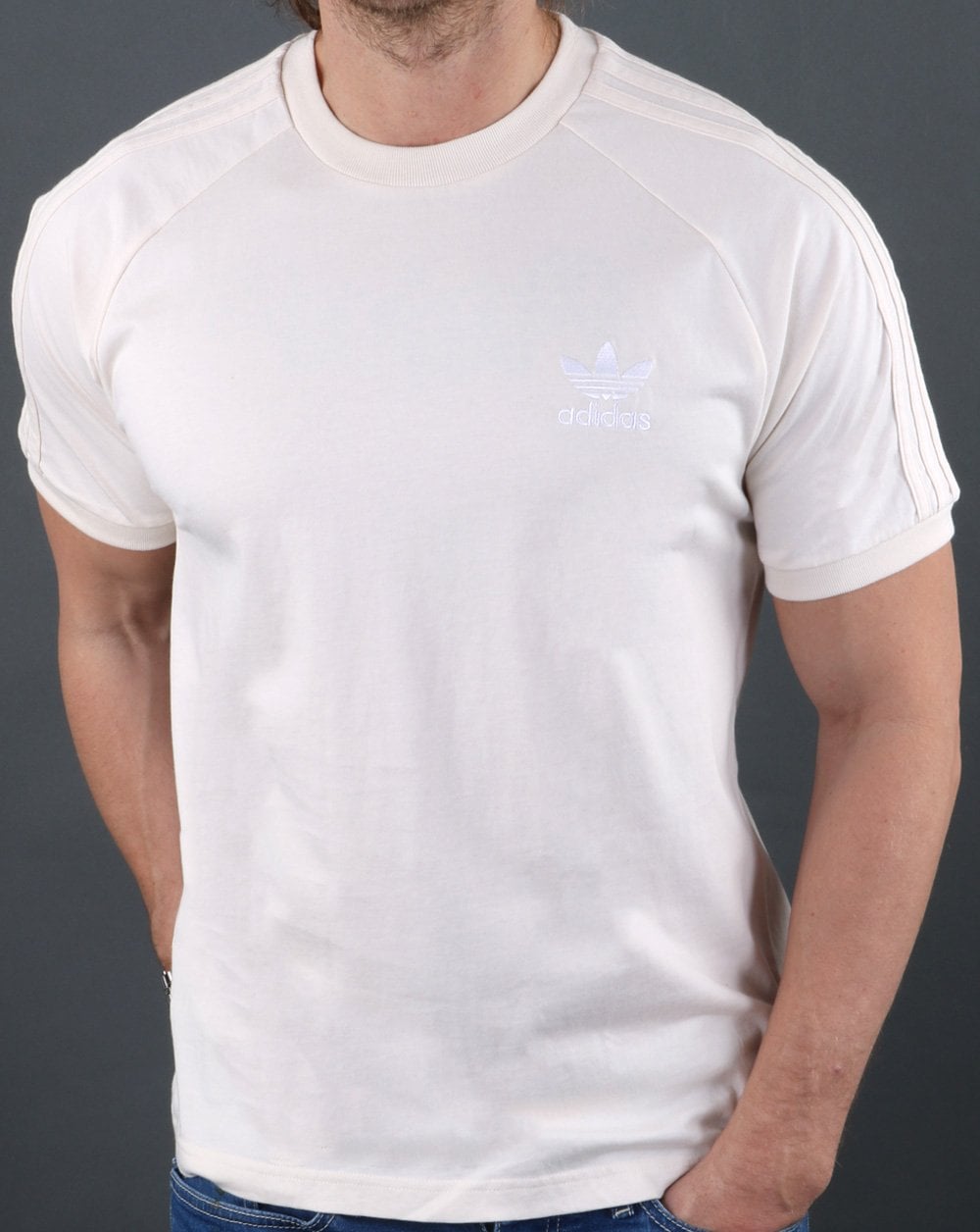 Adidas Originals 3 Stripes T Shirt Cream