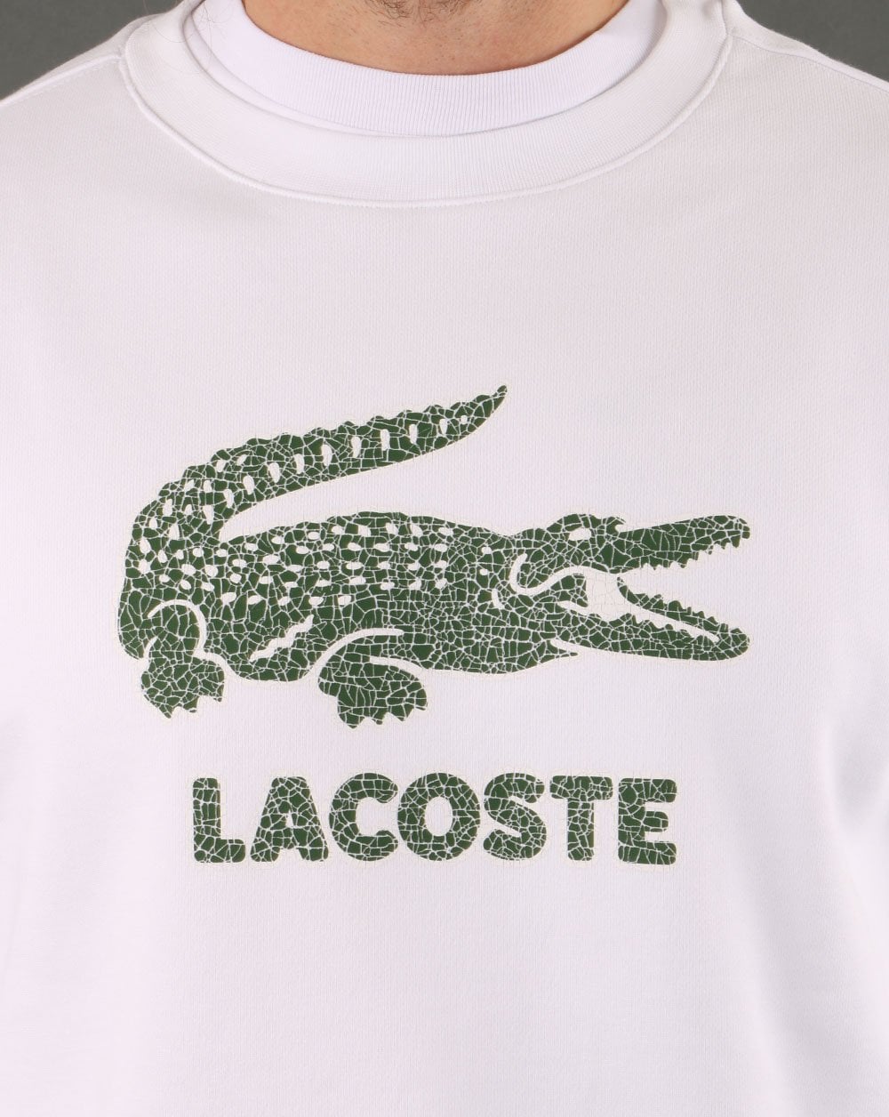 Lacoste Crackled Print Sweatshirt White