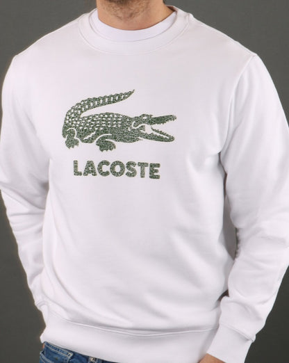 Lacoste Crackled Print Sweatshirt White