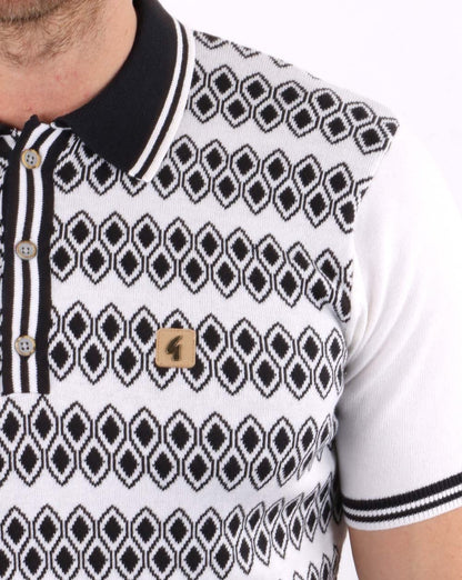 Gabicci Vintage Gable Knitted Polo White/Navy