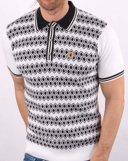 Gabicci Vintage Gable Knitted Polo White/Navy