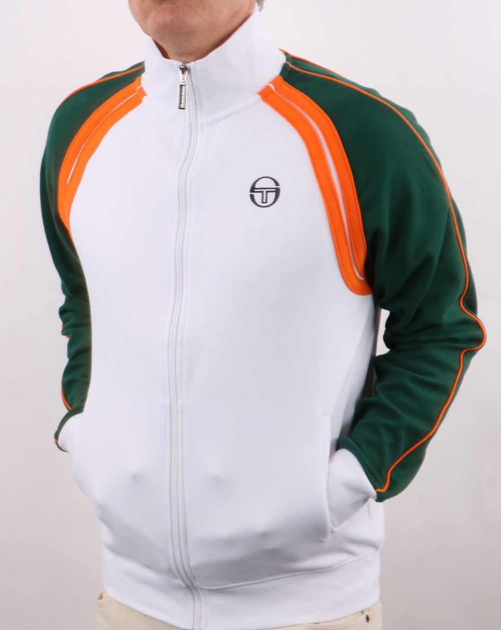Sergio Tacchini Ghibli Track Top White/Green/Orange